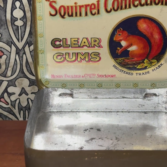 Characterful Vintage Squirrel Confections Tin | 1930s Stockport Confectionery Collectable
