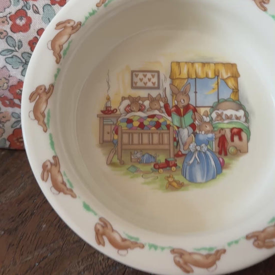 Royal Doulton 'Bunnykins' Collectable Nursery Bowl - Adorable 1934 Beatrix Potter Tableware With 'Bedtime' Bunnies
