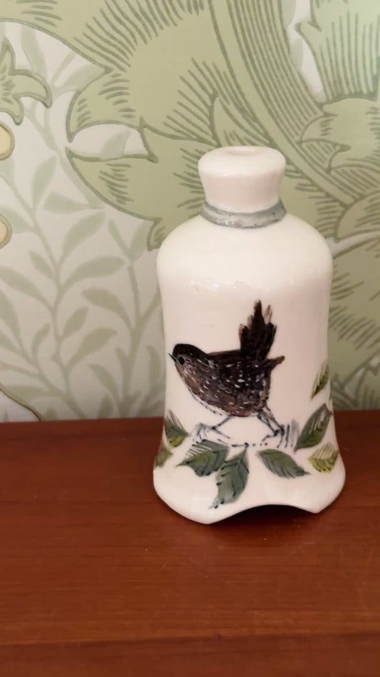 Vintage Stuart Bass Wren & Foliage Pie Funnel, Devon Studio Pottery