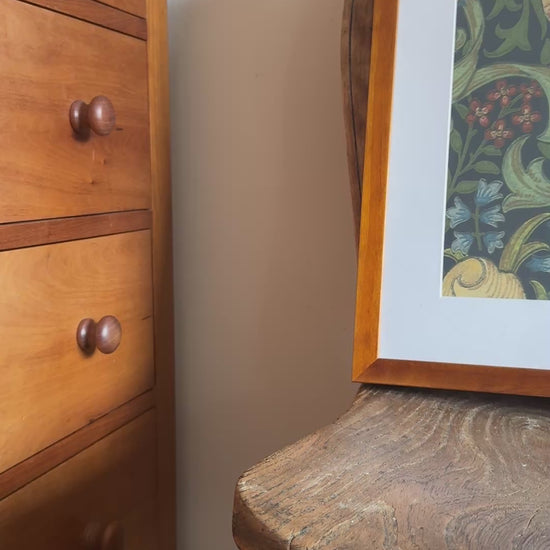 Classic William Morris Framed Print in'Golden Lily – Indigo' Botanical Design