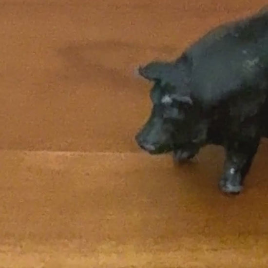 Medium Black Pig Figurine | John Hill & Co Farm & Countryside Lead Toy Collectable 1920s 