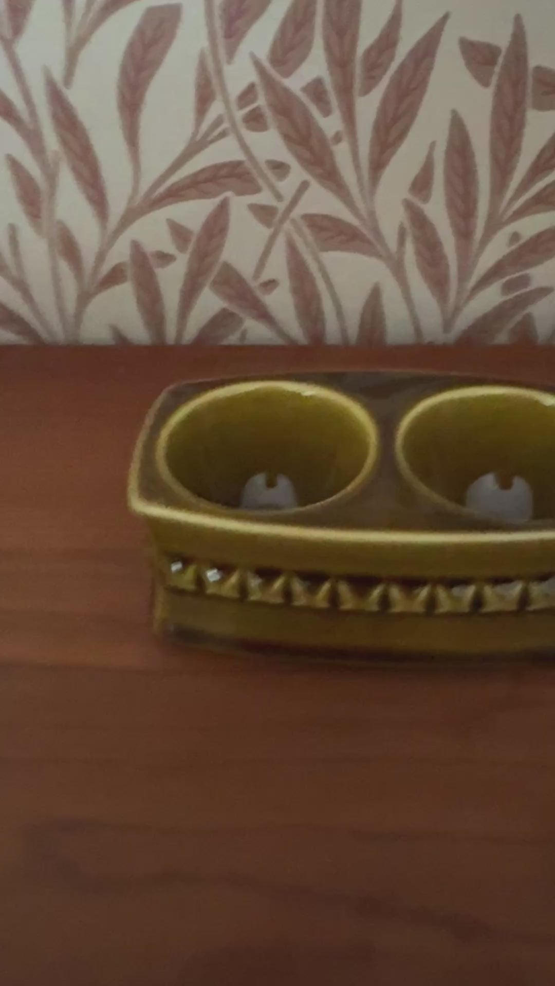 Art Deco Glazed Pottery Twin Egg Cup | Olive & Mustard Gentleman’s Style 1930s Tableware