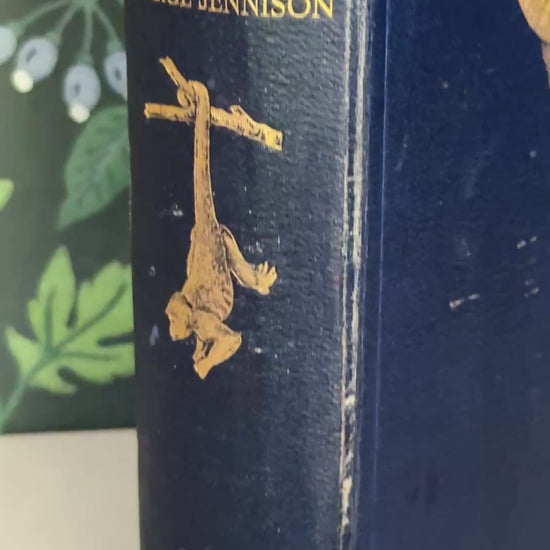 Vintage 1927 Natural History Animals leather bound book showing decorative gilt detailing and antique character