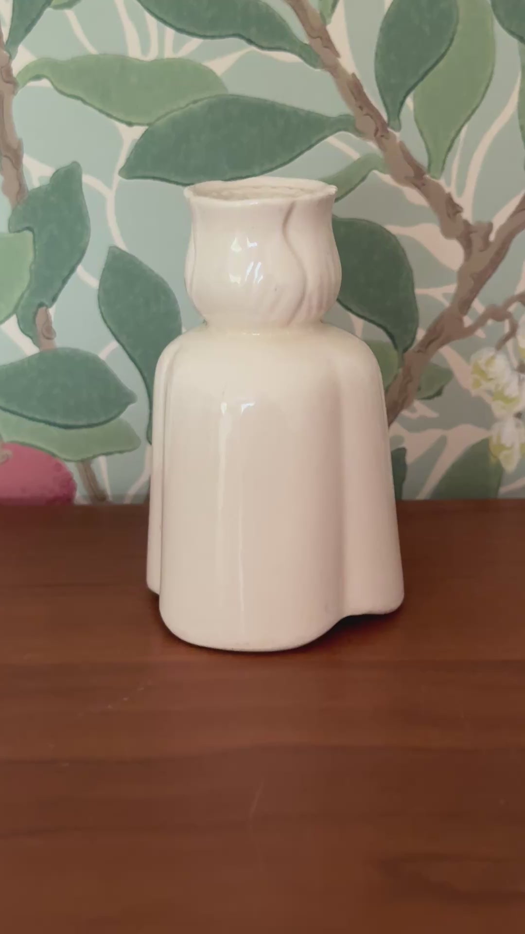 White Pretty Tall Ironstone Tulip-Headed Pie Funnel | Rare Elegant Floral Vintage British Design