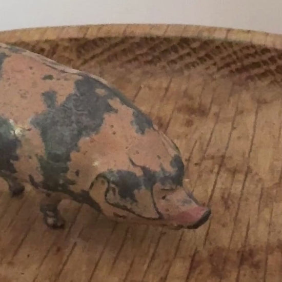 Medium Pink Patched Pig (Version 2) | Britains Ltd Vintage Lead Pig Figurine (1920s)