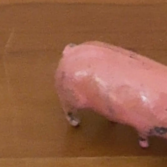 Glossy Characterful Medium Pink Pig | 1920s Britains Hand-Painted Lead Farm Toy Full of Charm