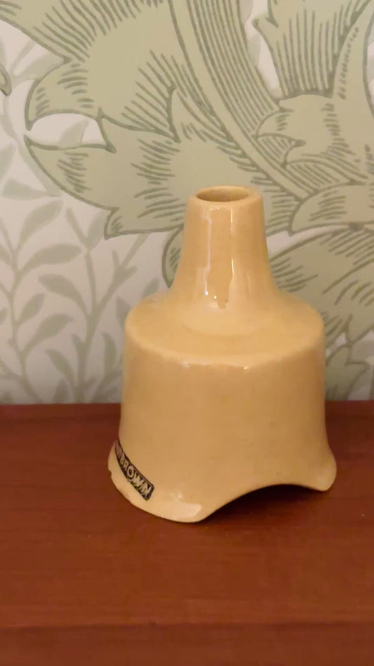 Vintage Nutbrown Mustard Yellow Ironstone Pie Funnel, c.1940s–1950s