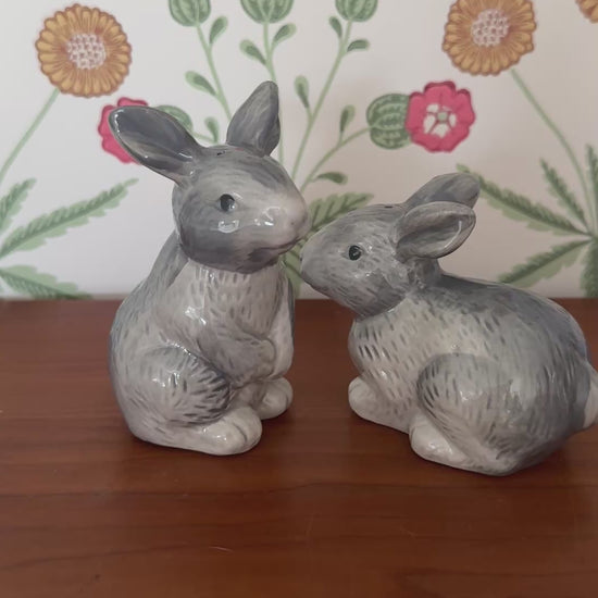 Adorable Vintage Rabbit Salt & Pepper Shakers – Unusual Woodland Themed Kitchen Decor