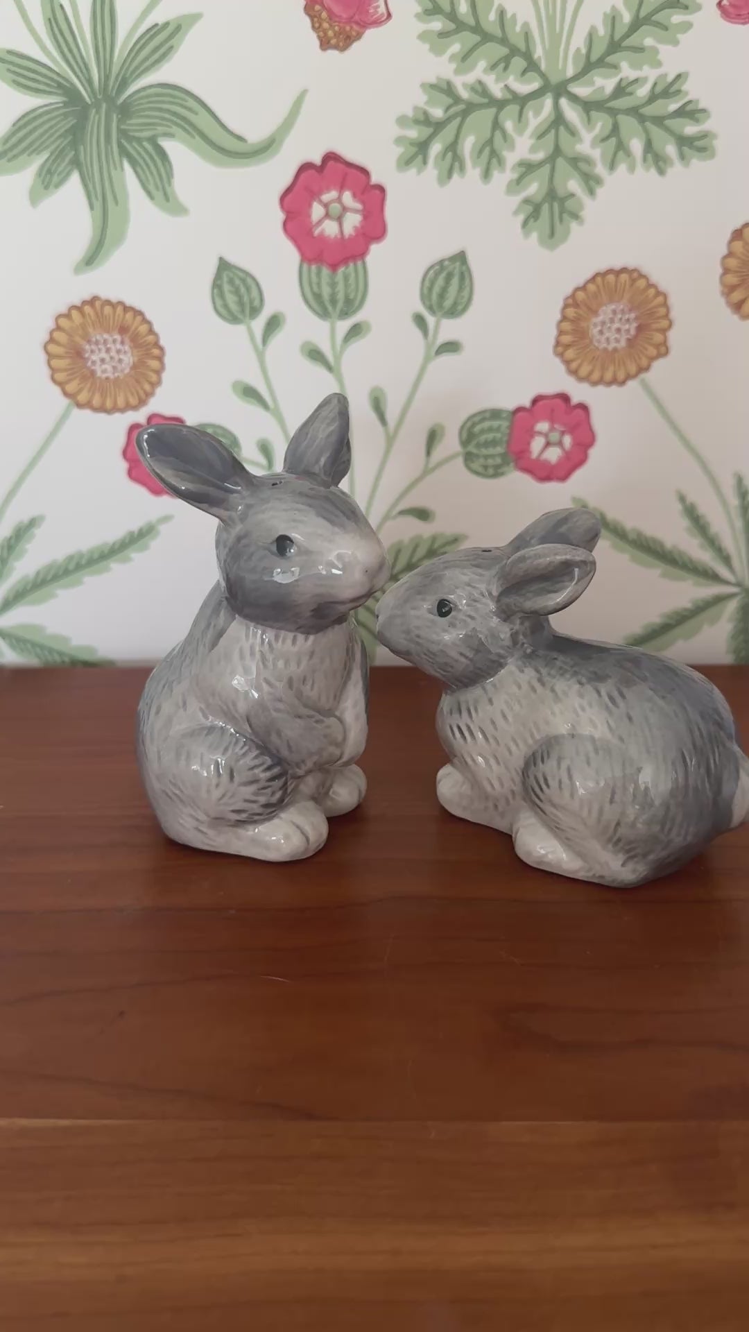 Adorable Vintage Rabbit Salt & Pepper Shakers – Unusual Woodland Themed Kitchen Decor