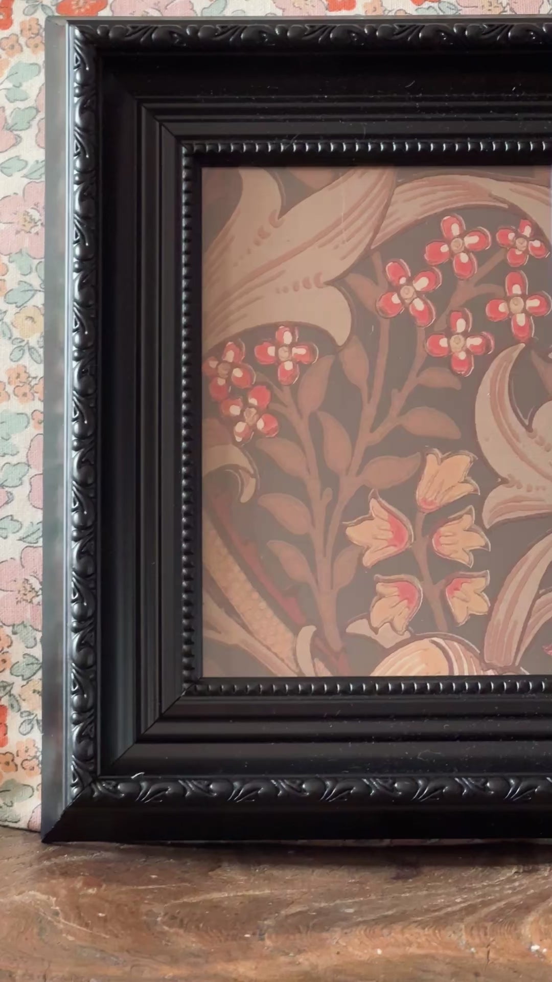 William Morris Golden Lily Framed Vintage Sample – Fig & Burnt Orange | Unique Autumn Wall Art