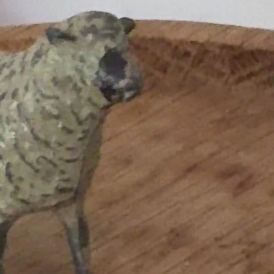 Small Standing Dark Beige Sheep Figurine | Britains Ltd Vintage Lead Farm Animal Toy (1920s)