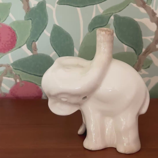 Characterful & Quirky White Elephant Pie Funnel | Playful Vintage Nutbrown Ceramic Baking Collectable