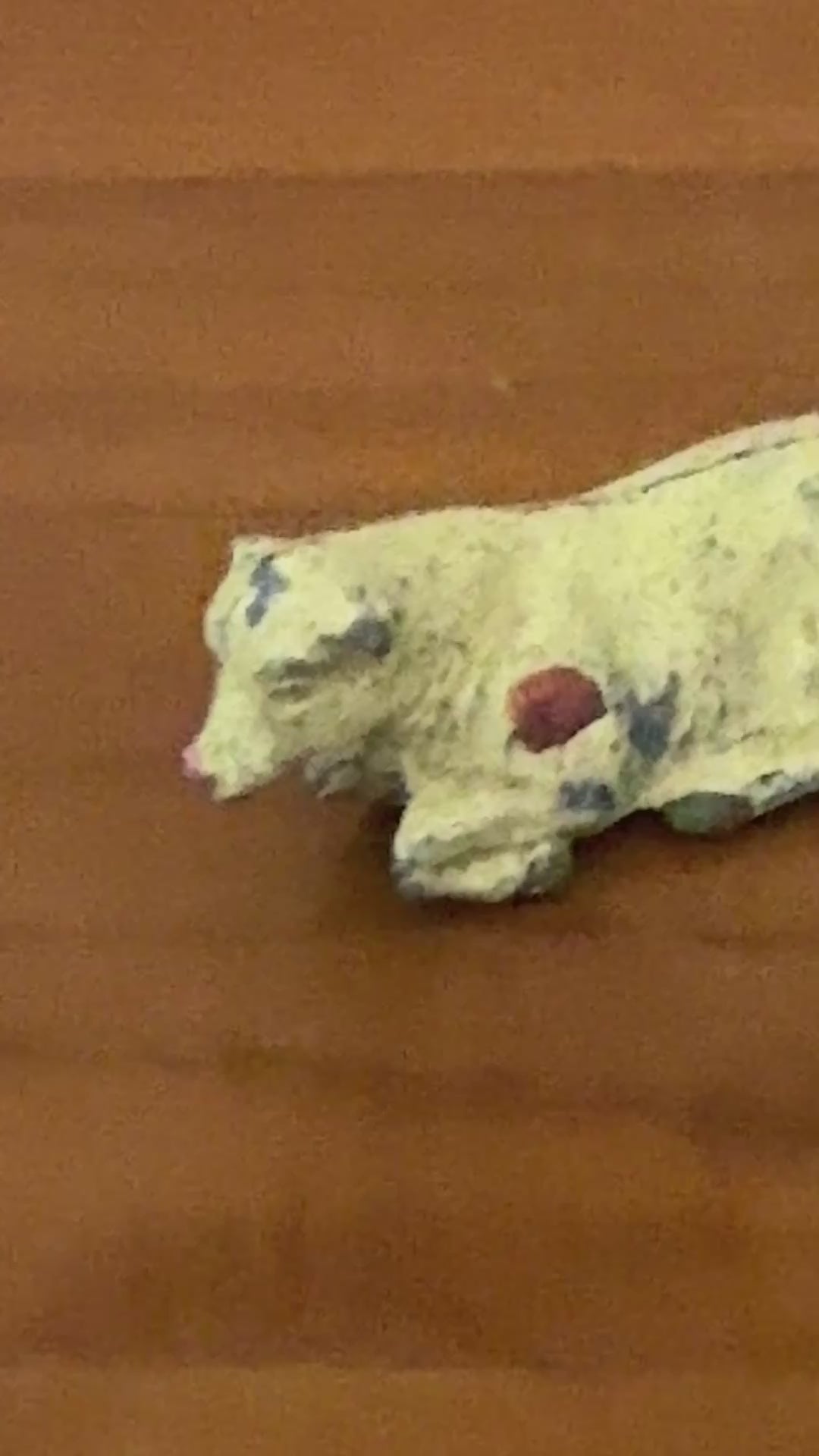 Beige and Brown Patched Laying Down Small Cow or Calf | John Hill & Co Lead Farm Toy Collectibles