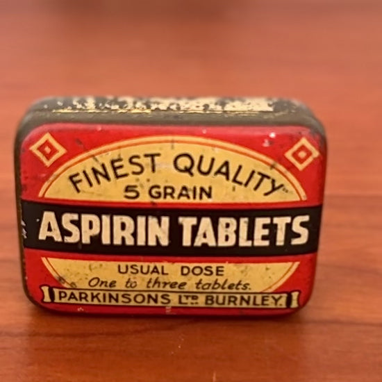 Vintage Miniature Collectable Aspirin Tin | Manufactured By Parkinson’s Ltd, Burnley