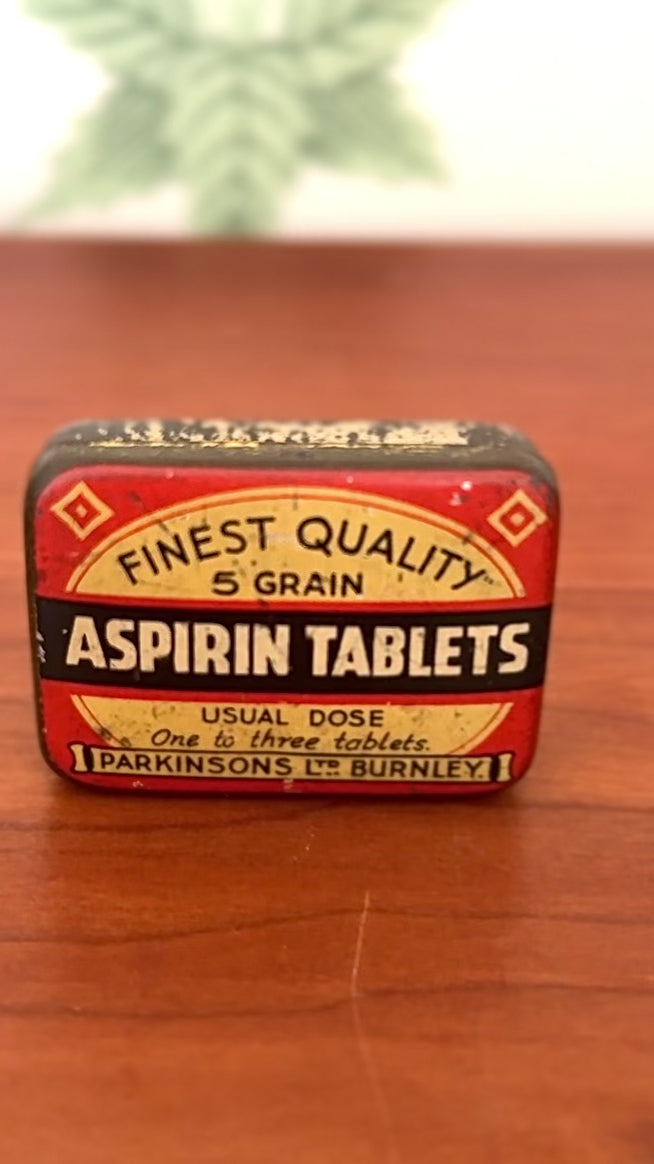 Vintage Miniature Collectable Aspirin Tin | Manufactured By Parkinson’s Ltd, Burnley