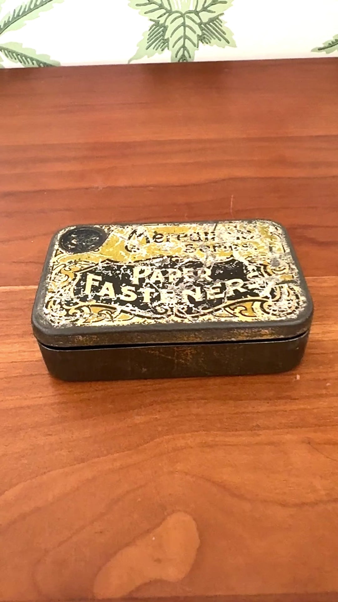 Vintage Gold & Navy Paper Fasteners Tin – Elegant Haberdashery or Office Collectable