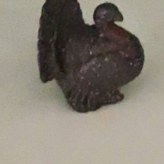 Small Black & Red Turkey With Fan Tail (Version 2) | Britains Ltd Vintage Lead Bird Toy (1920s) Collectable