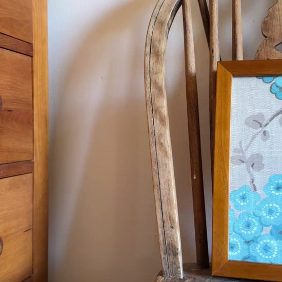 Japan Blossom Blue framed wall art new arrival on antique wooden chair in sunny interior