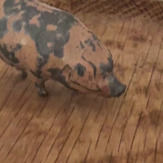 Medium Pink Patched Characterful Pig (Version 1) | Britains Ltd Vintage Lead Pig Figurine (1920s)