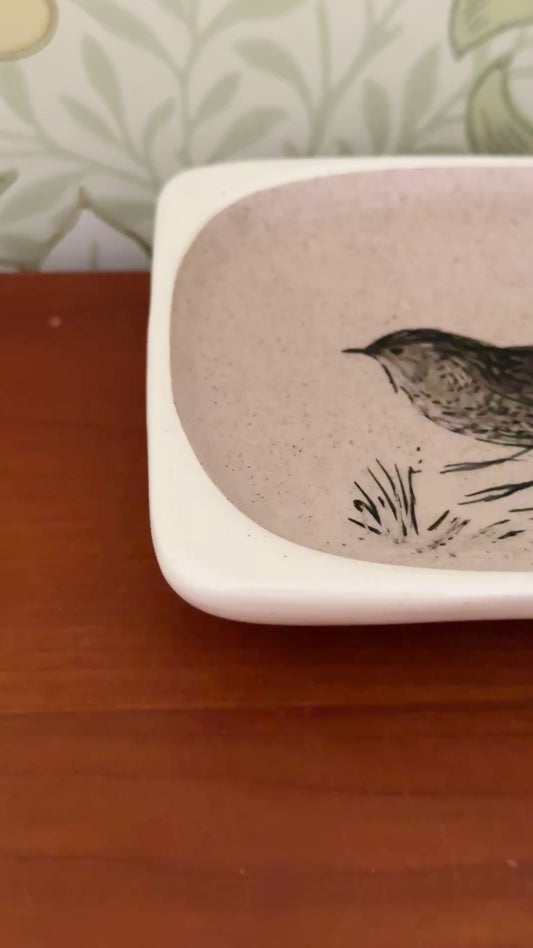 Vintage Stuart Bass Wren Trinket Dish, British Studio Pottery