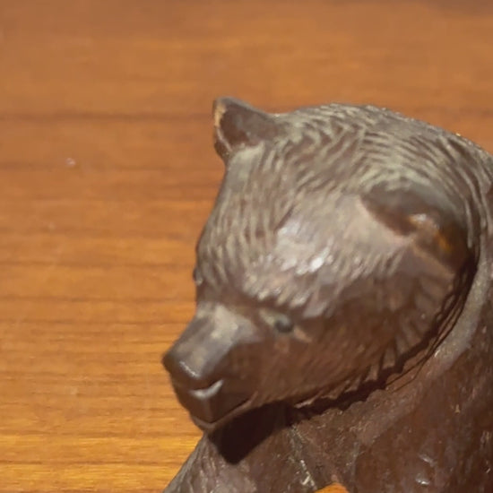 1930s hand carved wooden bear dark finish decorative animal figurine