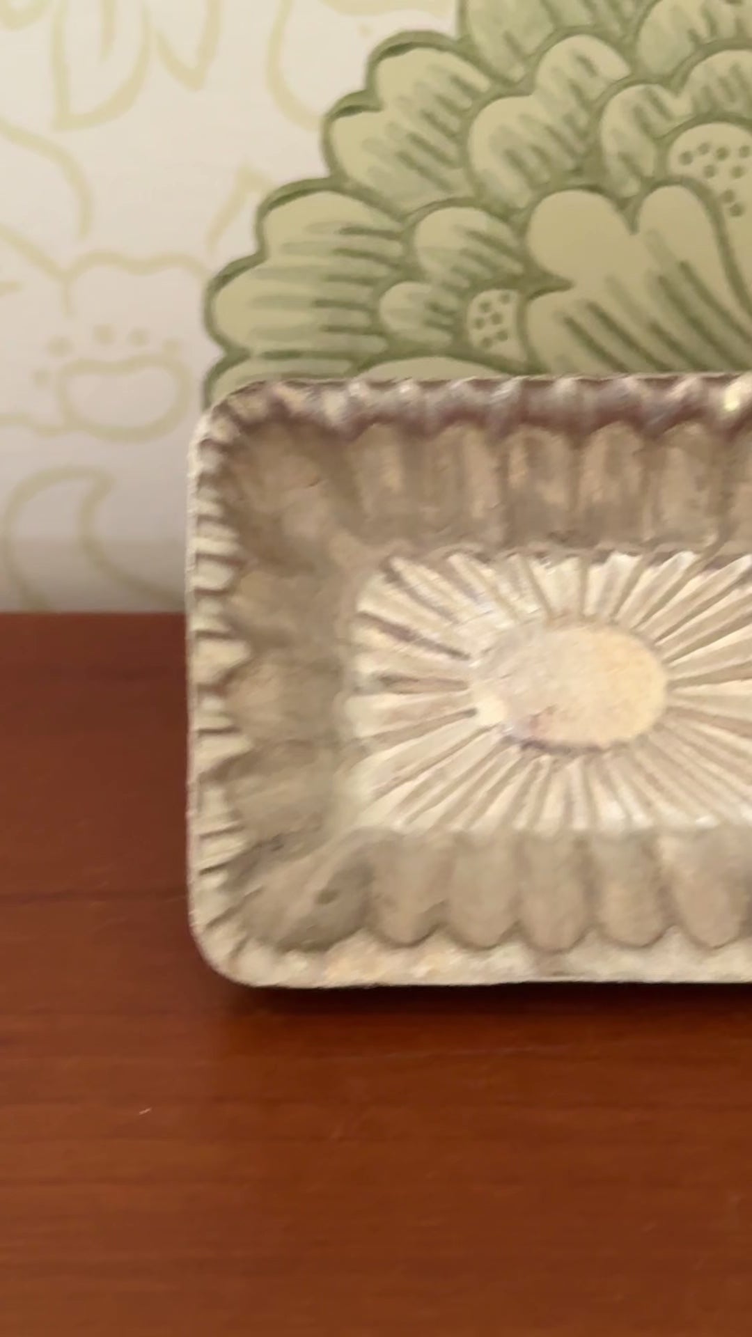 Vintage aluminium chocolate mould from a collection featuring ten individual fluted moulds for traditional confectionery making
