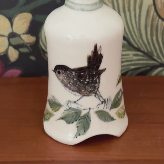 Stuart Bass Wren & Foliage Pie Funnel | Rare Signed Studio Pottery Pie Bird, Handmade in Devon