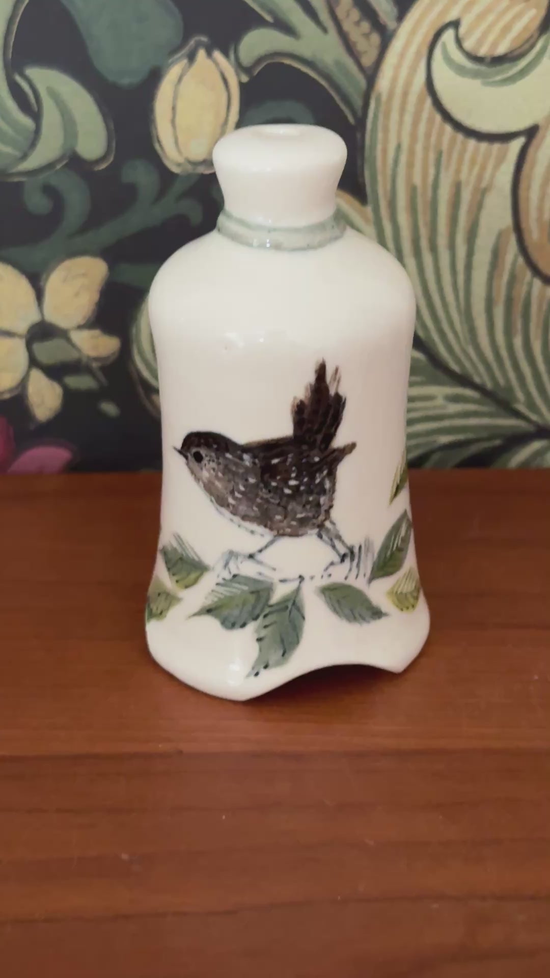 Stuart Bass Wren & Foliage Pie Funnel | Rare Signed Studio Pottery Pie Bird, Handmade in Devon