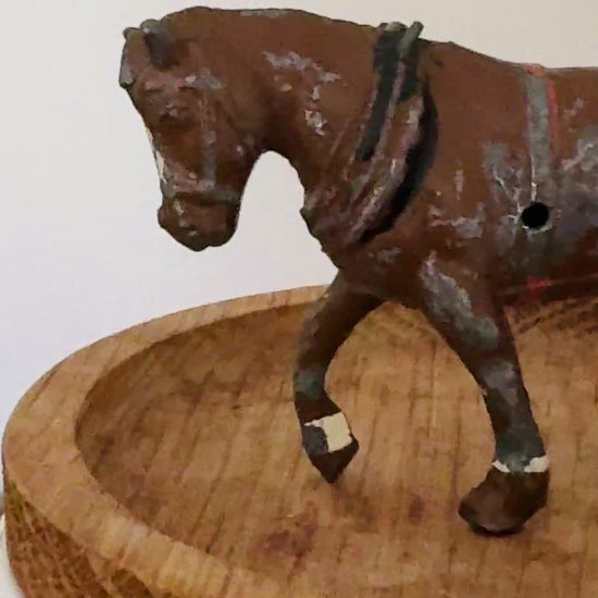 Large Standing Brown Working Cart Horse (Version 2) | Crescent Toys Vintage Lead Horse (England)