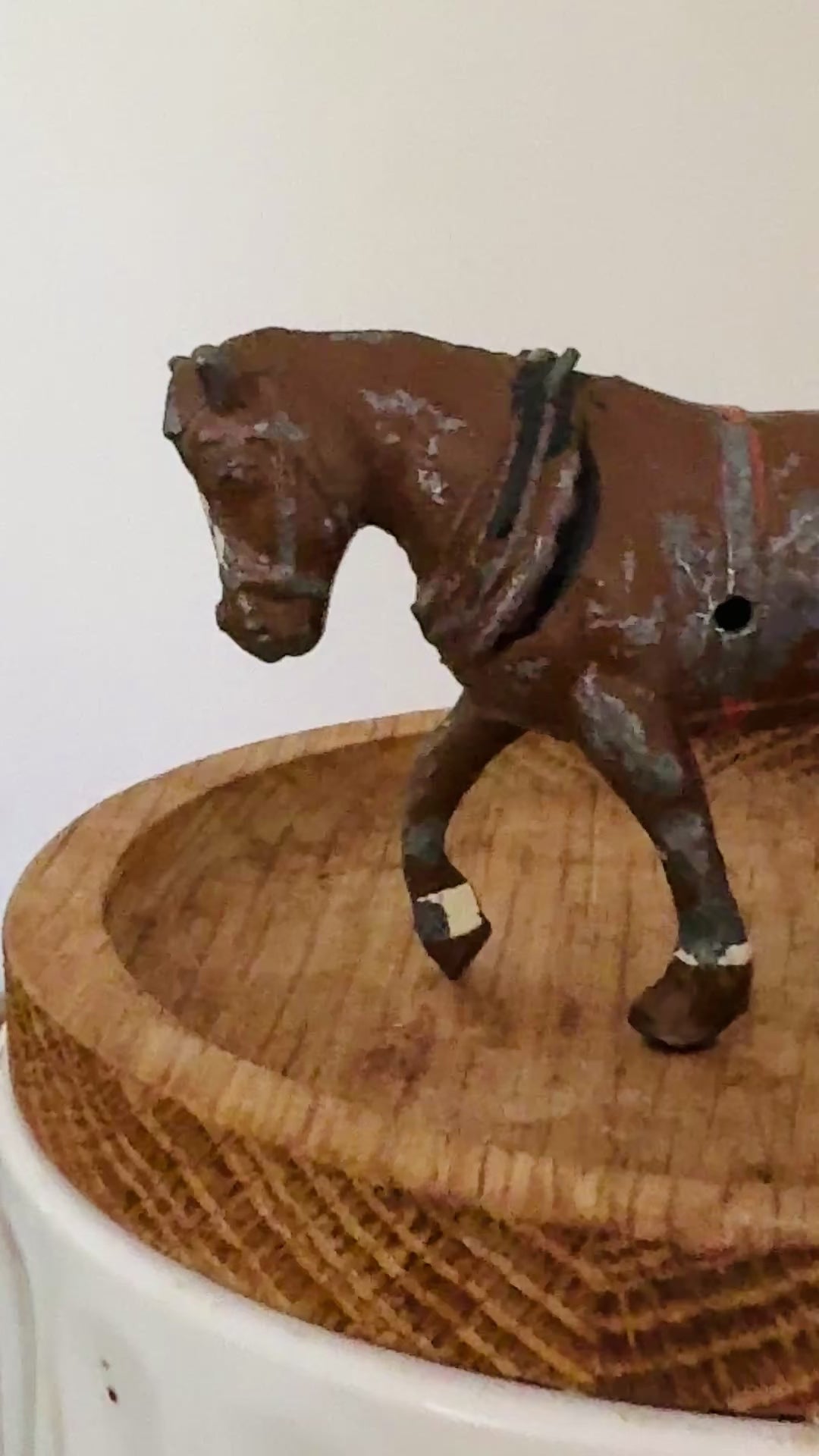 Large Standing Brown Working Cart Horse (Version 2) | Crescent Toys Vintage Lead Horse (England)