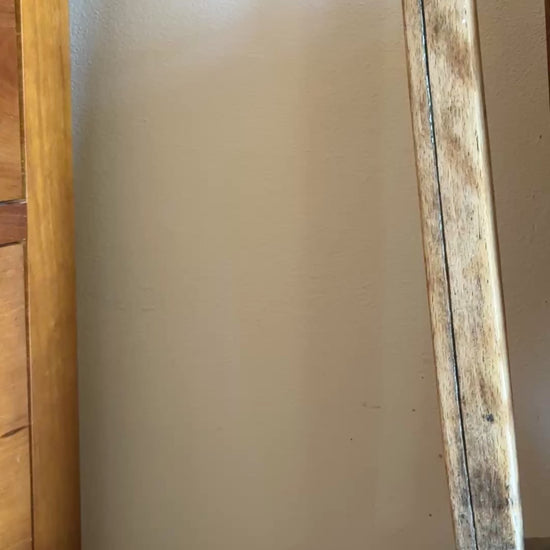 Japan Blossom Pink framed wall art new arrival displayed on antique wooden seat in sunny room