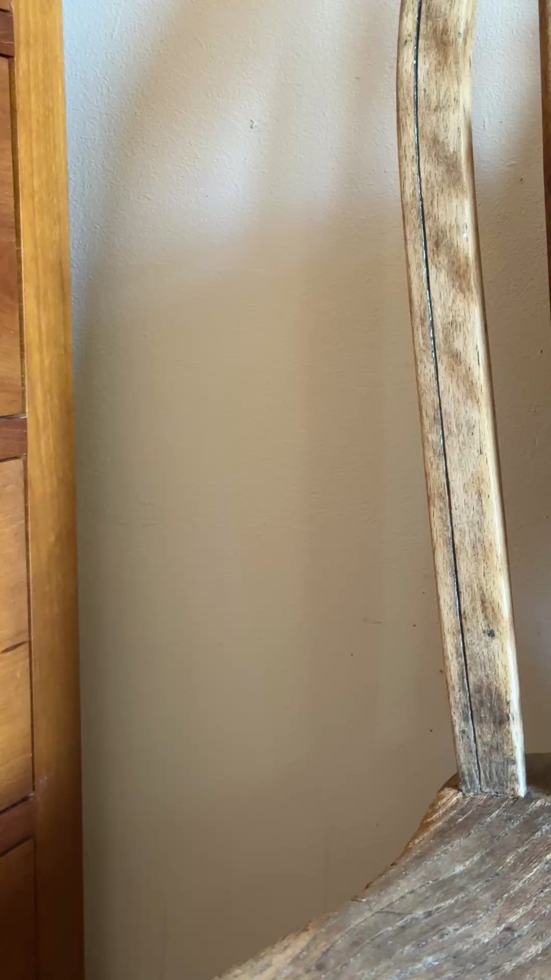 Japan Blossom Pink framed wall art new arrival displayed on antique wooden seat in sunny room