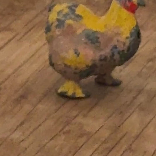 Sweet Miniature Yellow Cockerel | Britains Ltd Vintage Lead Farm Bird (1920s)