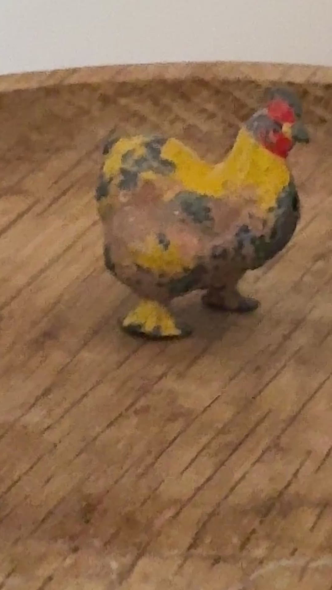 Sweet Miniature Yellow Cockerel | Britains Ltd Vintage Lead Farm Bird (1920s)