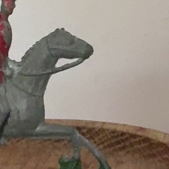 Medium Grey Horse & Rider Collectable on Stand | Britains Ltd Rare Vintage Lead Toy (1920s)