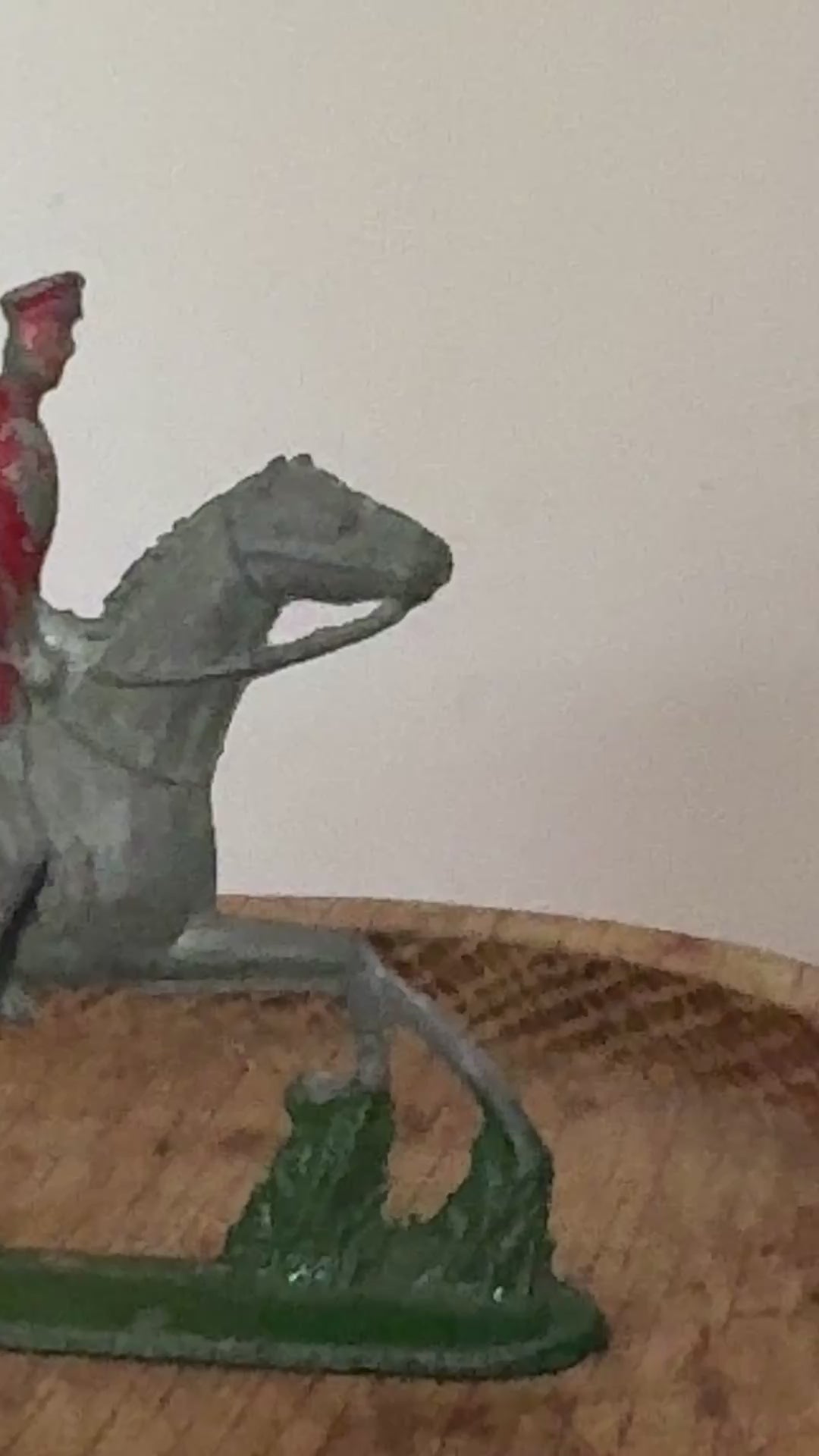 Medium Grey Horse & Rider Collectable on Stand | Britains Ltd Rare Vintage Lead Toy (1920s)