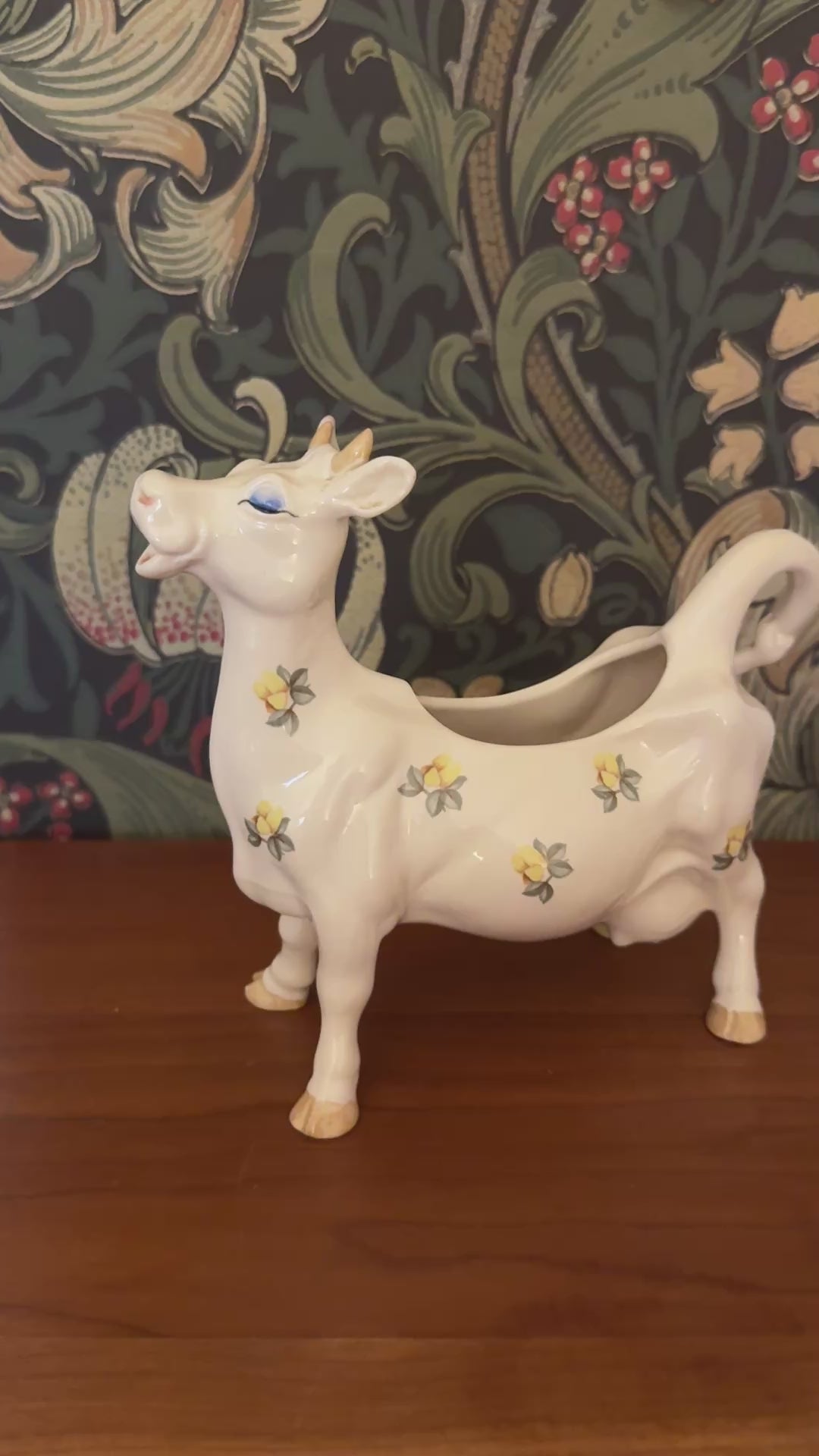 Beswick ‘Daisy the Cow’ Yellow Floral Cow Creamer Figurine | 1980s Vintage English Pottery Collectable