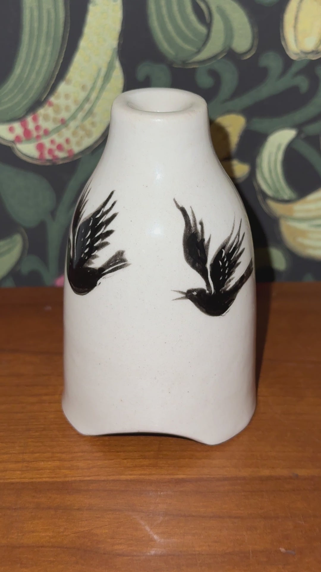 Stuart Bass Cream Pie Funnel with Black Bird Illustration | Handcrafted Devon Collectable