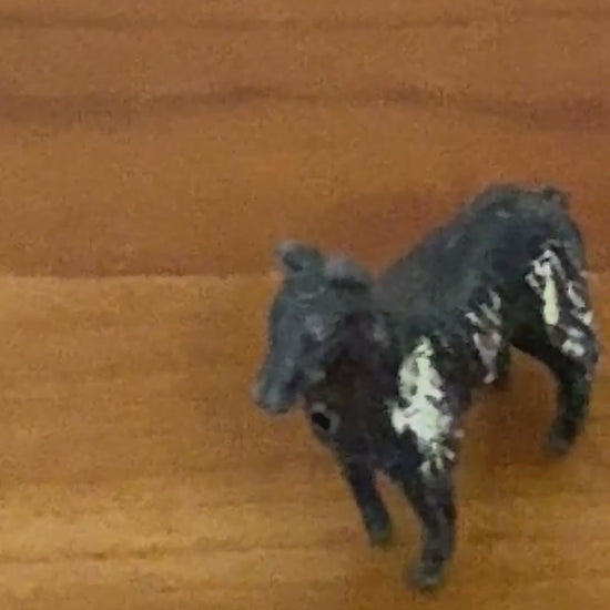 Proud Miniature Dark Grey and Cream Working Collie Farm Dog | 1920s Britains Lead Collectible