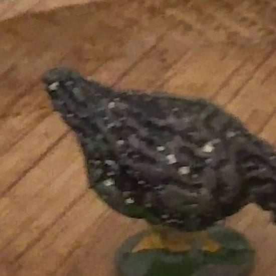 Miniature Black Chicken on Stand | Britains Ltd Vintage Lead Farm Animals & Countryside Figurine (1920s)