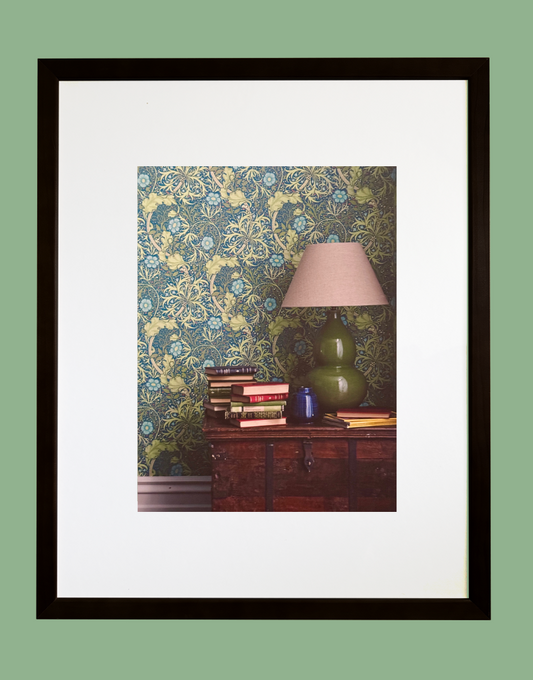 William Morris Framed Print Sourced from Morris & Co. Archive Wallpaper Sample Book - 'Seaweed' (Interior Photography)